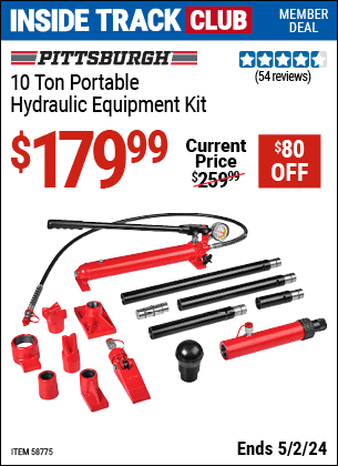Harbor Freight Coupons, HF Coupons, 20% off - PITTSBURGH 10 Ton Portable Hydraulic Equipment Kit 