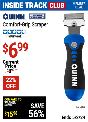 Harbor Freight Coupons, HF Coupons, 20% off - QUINN Comfort Grip Scraper 