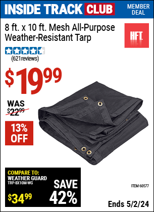 Harbor Freight Coupons, HF Coupons, 20% off - 8 Ft. X 10 Ft. Mesh Weather Resistant Tarp