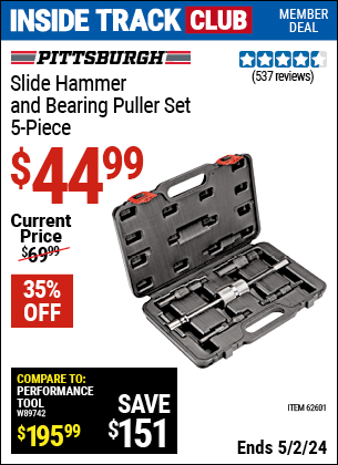 Harbor Freight Coupons, HF Coupons, 20% off - 5 Piece Slide Hammer And Bearing Puller Set