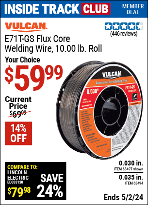 Harbor Freight Coupons, HF Coupons, 20% off - 0.035 in. E71T-GS Flux Core Welding Wire, 10.00 lb. Roll