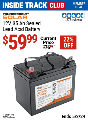 Harbor Freight Coupons, HF Coupons, 20% off - 12 Volt,35 Amp Hour Universal Battery