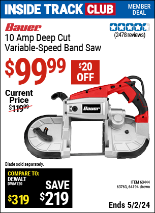 Harbor Freight Coupons, HF Coupons, 20% off - 10 Amp Deep Cut Variable Speed Band Saw Kit