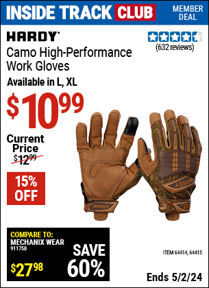 Harbor Freight Coupons, HF Coupons, 20% off - Hardy Camo Touchscreen Performance Work Gloves