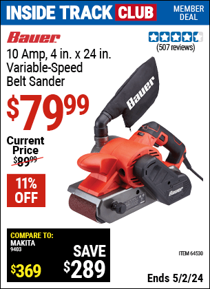 Harbor Freight Coupons, HF Coupons, 20% off - 10 Amp 4 in. x 24 in. Variable Speed Belt Sander