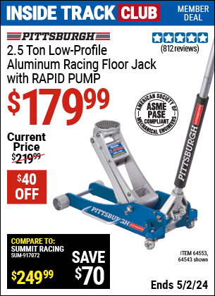 Harbor Freight Coupons, HF Coupons, 20% off - 2.5 ton Aluminum Rapid Pumpxc2xae Racing Floor Jack