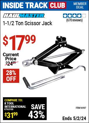 Harbor Freight Coupons, HF Coupons, 20% off - 1-1/2 Ton Scissor Jack