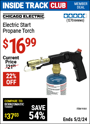Harbor Freight Coupons, HF Coupons, 20% off - Electric Start Propane Torch