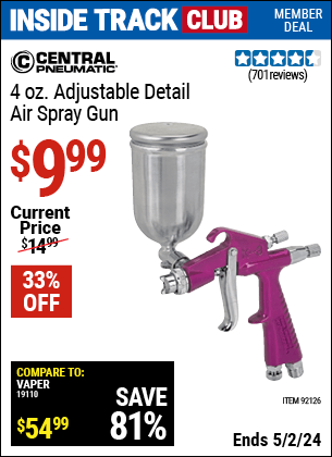 Harbor Freight Coupons, HF Coupons, 20% off - 4 Oz. Adjustable Detail Spray Gun