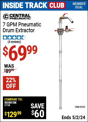 Harbor Freight Coupons, HF Coupons, 20% off - 12 Gpm Air Operated Barrel Pump