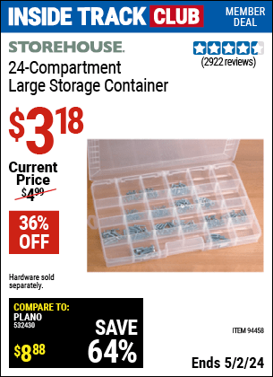 Harbor Freight Coupons, HF Coupons, 20% off - 24 Compartment Large Storage Container