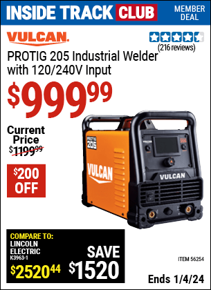 Harbor Freight Coupons, HF Coupons, 20% off - Vulcan Protig 205 Industrial Welder With 120/240 Volt Input