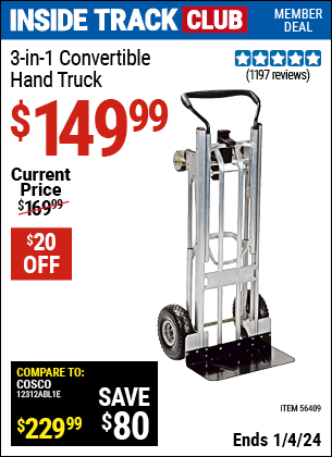 Harbor Freight Coupons, HF Coupons, 20% off - Franklin 3-in-1 Convertible Hand Truck