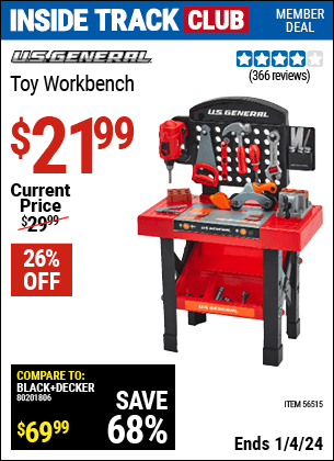 Harbor Freight Coupons, HF Coupons, 20% off - U.S. GENERAL JUNIOR Toy Workbench for $18.49