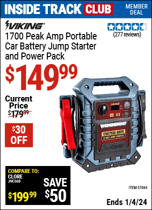 Harbor Freight Coupons, HF Coupons, 20% off - 1700 Peak Amp Portable Jump Starter and Power Pack