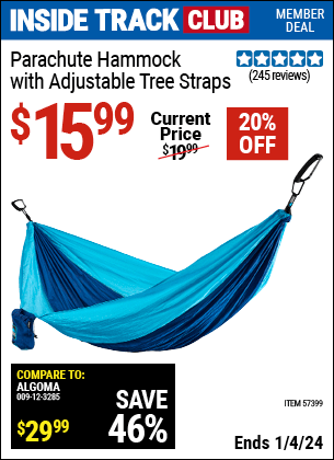 Harbor Freight Coupons, HF Coupons, 20% off - Parachute Hammock with Adjustable Tree Straps