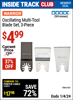 Harbor Freight Coupons, HF Coupons, 20% off - 3 Piece Multi-tool Blade Set