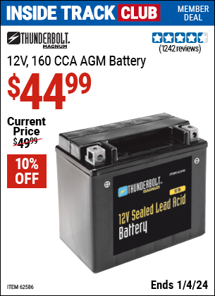 Harbor Freight Coupons, HF Coupons, 20% off - 12v 10 Ah Sealed Lead Acid Battery
