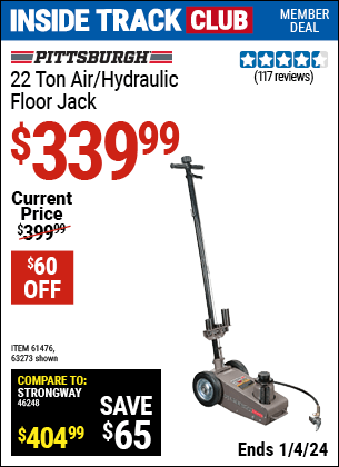 Harbor Freight Coupons, HF Coupons, 20% off - 22 ton Air/Hydraulic Floor Jack