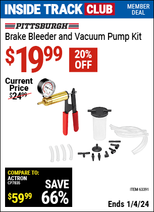 Harbor Freight Coupons, HF Coupons, 20% off - PITTSBURGH AUTOMOTIVE Brake Bleeder and Vacuum Pump Kit for $17.99