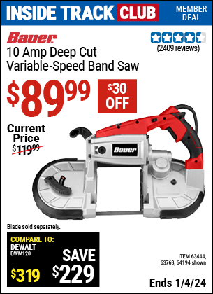 Harbor Freight Coupons, HF Coupons, 20% off - 10 Amp Deep Cut Variable Speed Band Saw Kit