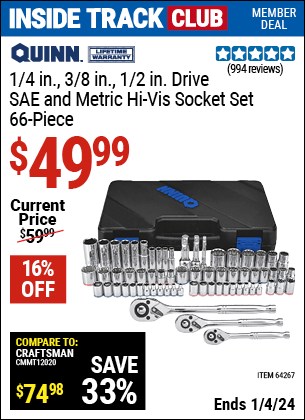 Harbor Freight Coupons, HF Coupons, 20% off - 66 Piece, 1/4