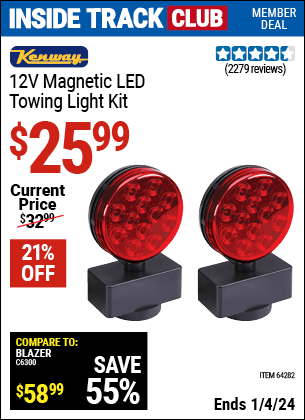 Harbor Freight Coupons, HF Coupons, 20% off - 12 Volt Led Magnetic Towing Light Kit