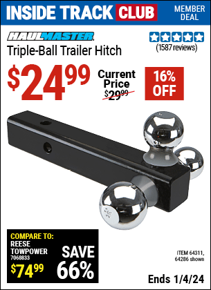 Harbor Freight Coupons, HF Coupons, 20% off - Haul Master Triple Ball Hitch
