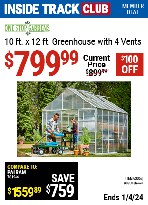 Harbor Freight Coupons, HF Coupons, 20% off - 10 Ft. X 12 Ft. Aluminum Greenhouse With 4 Vents