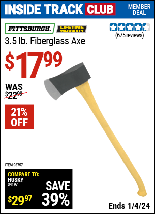 Harbor Freight Coupons, HF Coupons, 20% off - 3-1/2 Lb. Fiberglass Axe