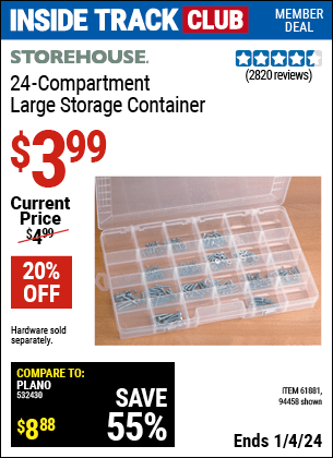 Harbor Freight Coupons, HF Coupons, 20% off - 24 Compartment Large Storage Container