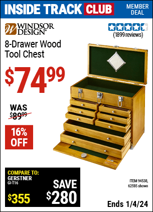 Harbor Freight Coupons, HF Coupons, 20% off - 8 Drawer Wood Tool Chest