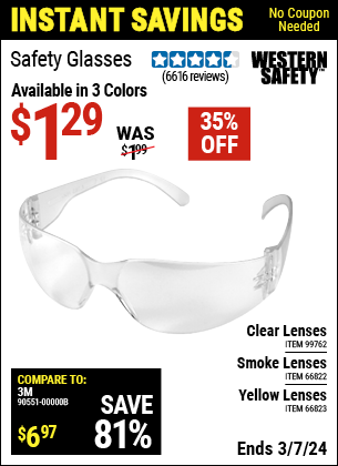 Harbor Freight Coupons, HF Coupons, 20% off - Safety Glasses