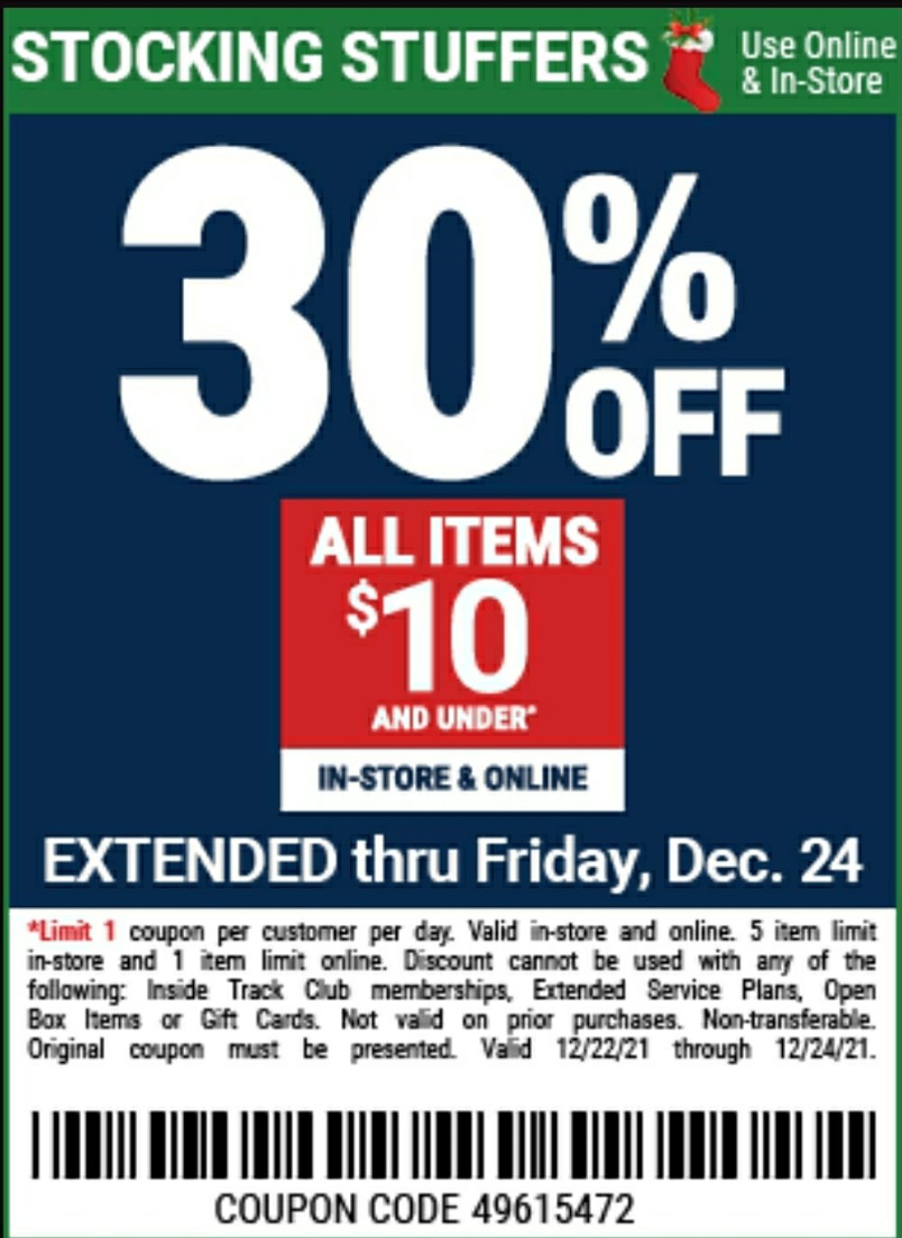 Harbor Freight Coupon, HF Coupons - 30% off $10 or less.