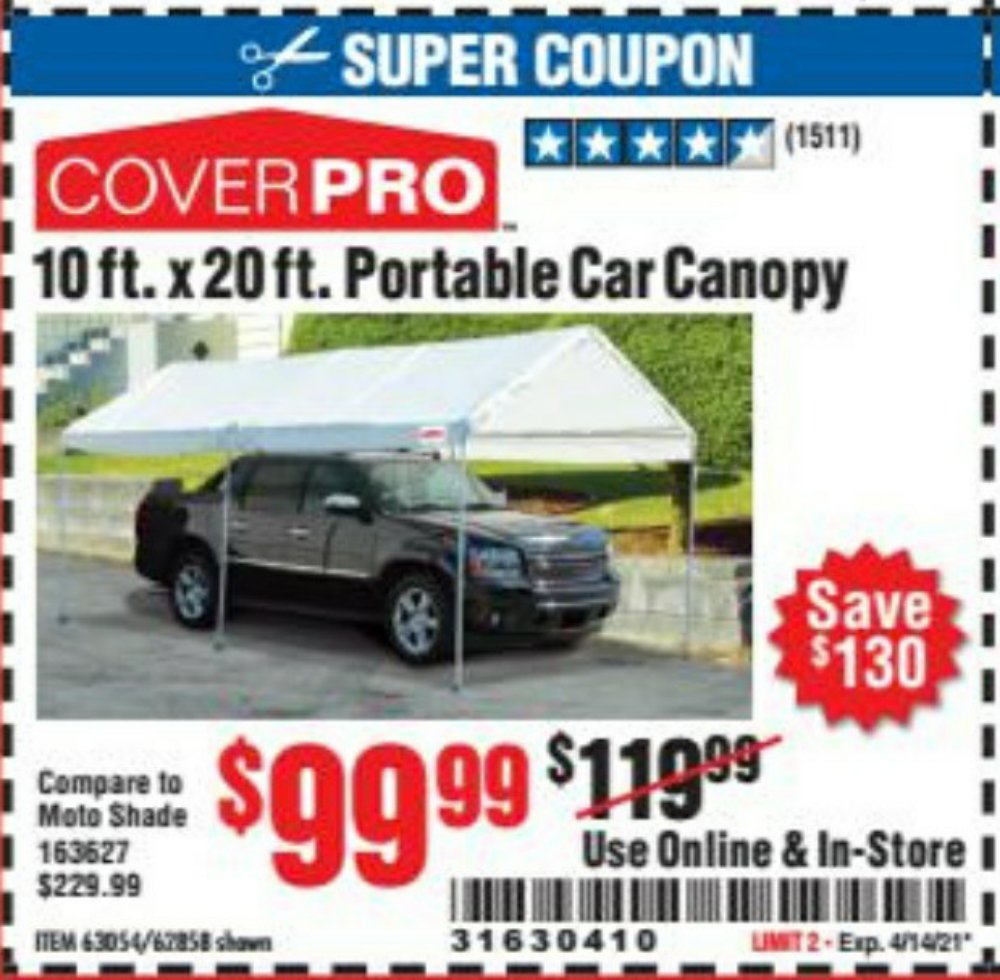 Harbor Freight Coupon, HF Coupons - 10 Ft X 20 Ft Car Canopy