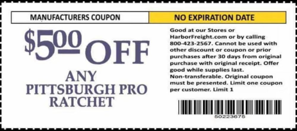 Harbor Freight Coupon, HF Coupons - $5 Any Pittsburgh Pro ratchet